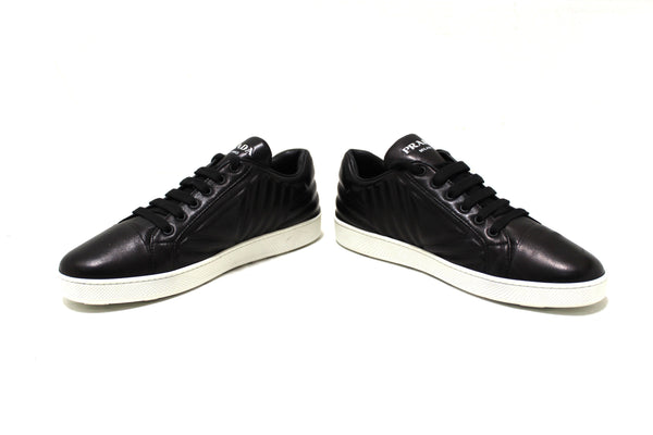 Prada Black Quilted Low Top Sneakers Shoes Size 40.5