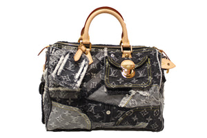 Louis Vuitton Patchwork Speedy Bag Denim 30 Blue 14013361