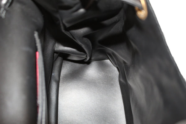 Salvatore Ferragamo黑色Gancini縫皮革中型背包