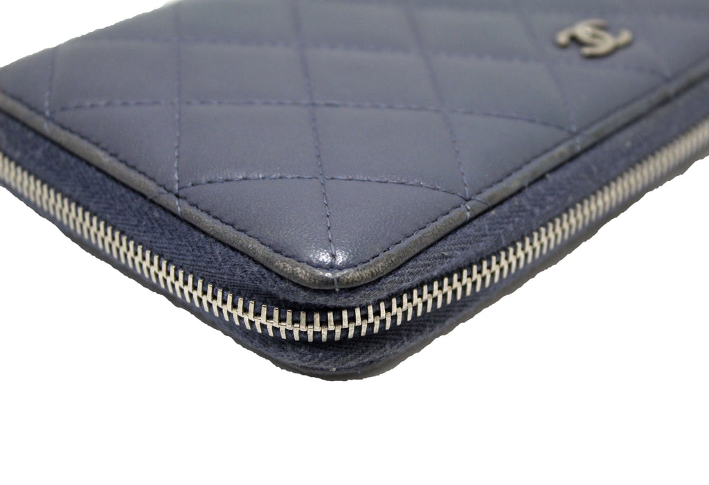 Chanel Blue Quilted Lambskin Leather Zippy Wallet – Italy Station