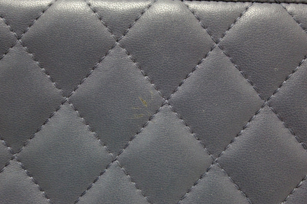 Chanel Blue Quilted Lambskin Leather Zippy Wallet