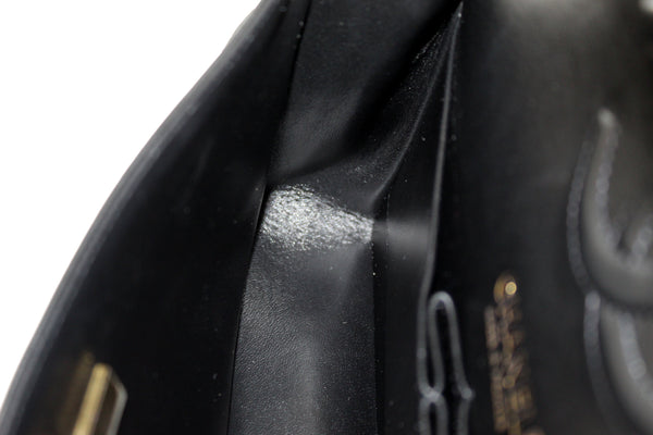 香奈兒經典黑色縫羊皮皮革經典中型雙瓣袋