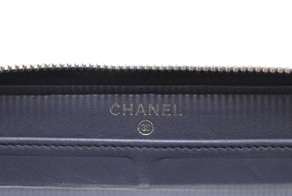 Chanel Blue Quilted Lambskin Leather Zippy Wallet