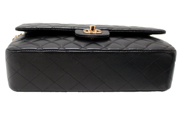 Chanel Classic Black Quilted Lambskin Leather Classic Medium Double Flap Bag