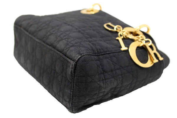Christian Dior Black Nylon Cannage Mini Lady Dior Bag