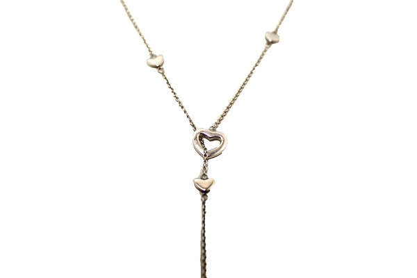 Tiffany & Co. Sterling Silver Heart Link Lariat Necklace