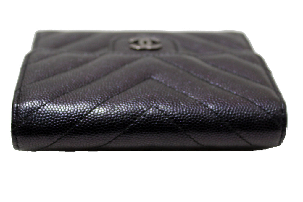 Chanel Flap Quilted Caviar Wallet in Black color