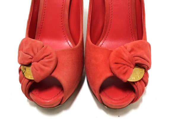 Louis Vuitton Red Suede Leather Pumps Shoes Size 37