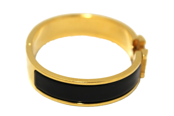 Hermes Black Enamel With Gold Plated Clic Clac H PM Bangle