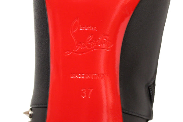 新的Christian Louboutin黑牛犢皮革Hongroise 85釘靴子尺寸37