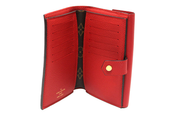 路易·威登（Louis Vuitton）經典會標和紅色小牛皮皮革帽子緊湊型錢包