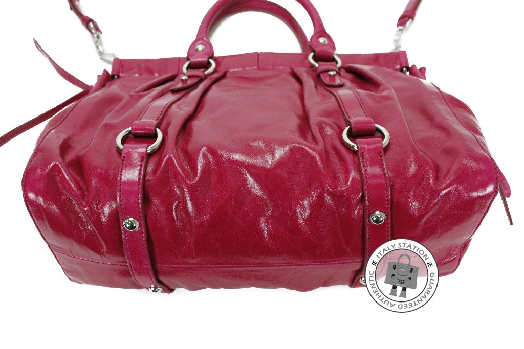 Miu Miu Rubino Vitello Shine Leather Tote Bag RN1091