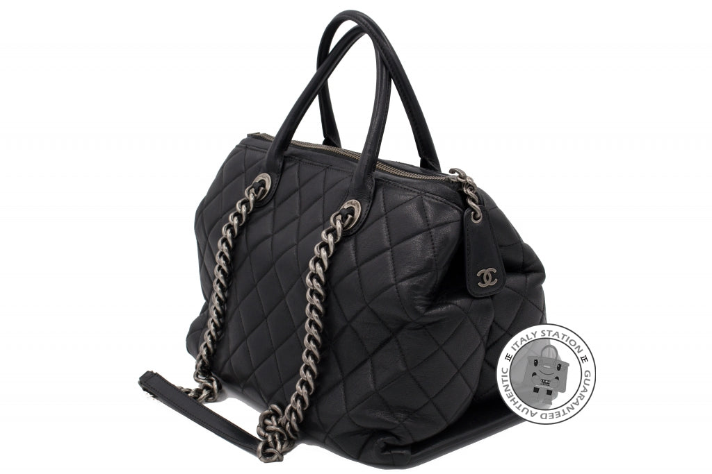 Chanel Black Patent Leather Bon Bon Tote Chanel