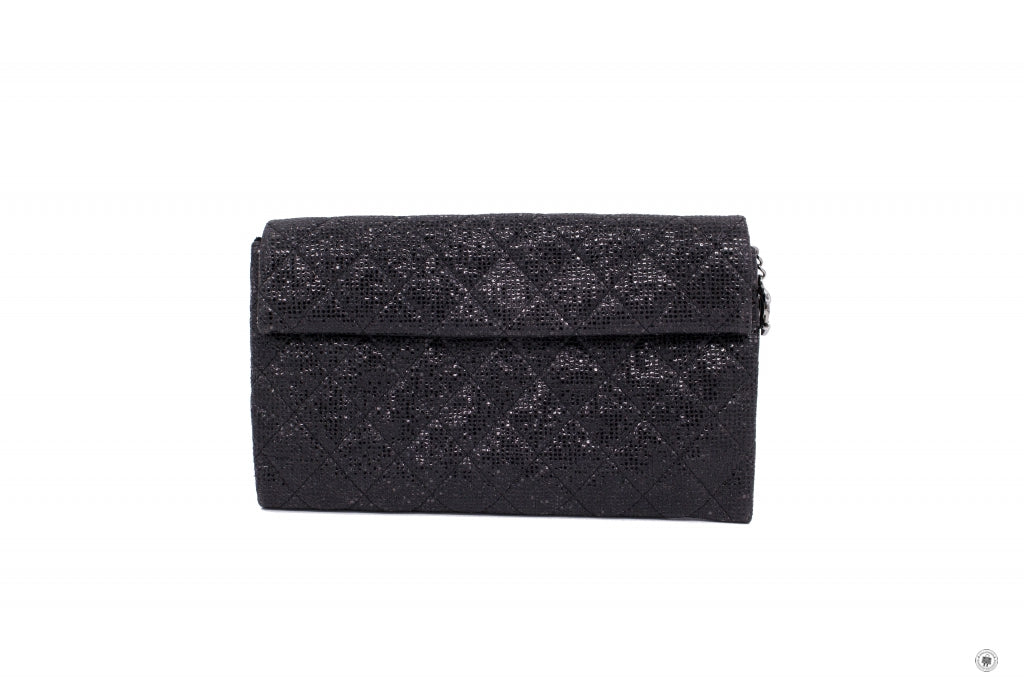 Chanel black leather textile shoulder bag / backpack For Sale at