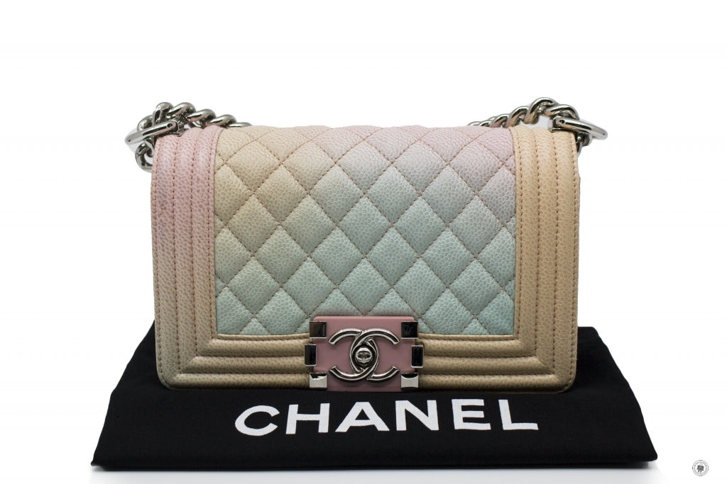 Chanel Limited Edition Rainbow Small Boy Bag Rainbow Caviar Shoulder B –  Italy Station