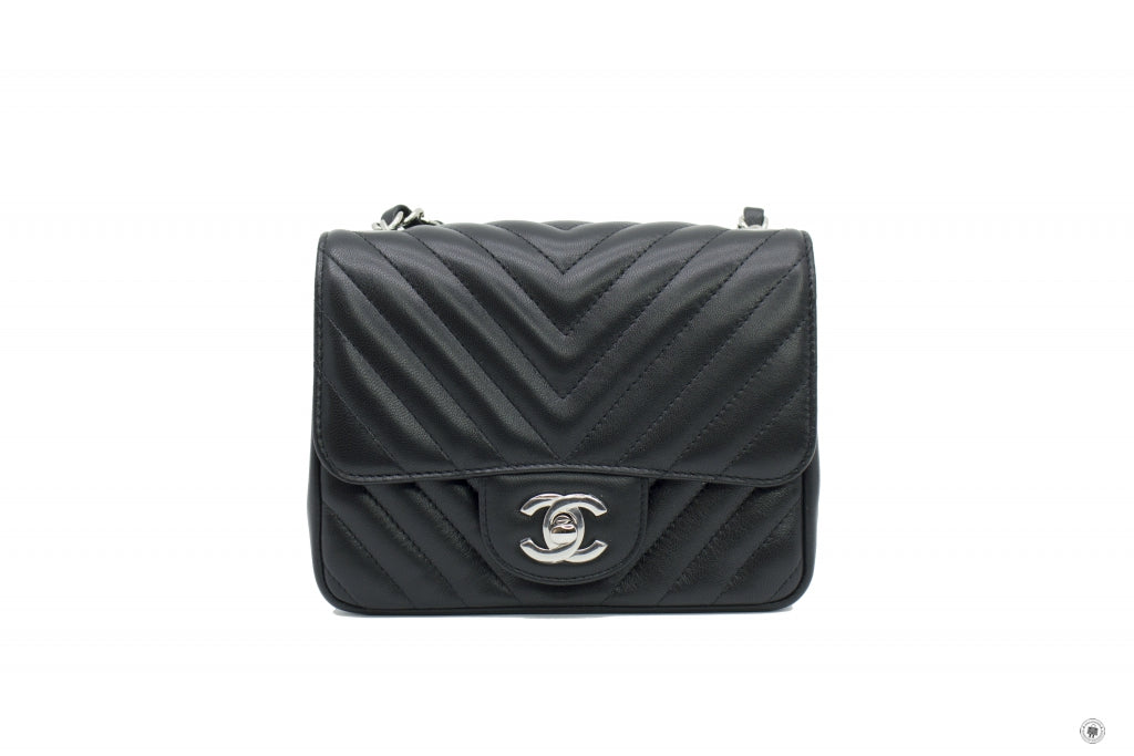 Chanel A35200 Y60594 CC Chervon Mini Square Black / 94305 Lambskin 17cm Shoulder Bags SHW