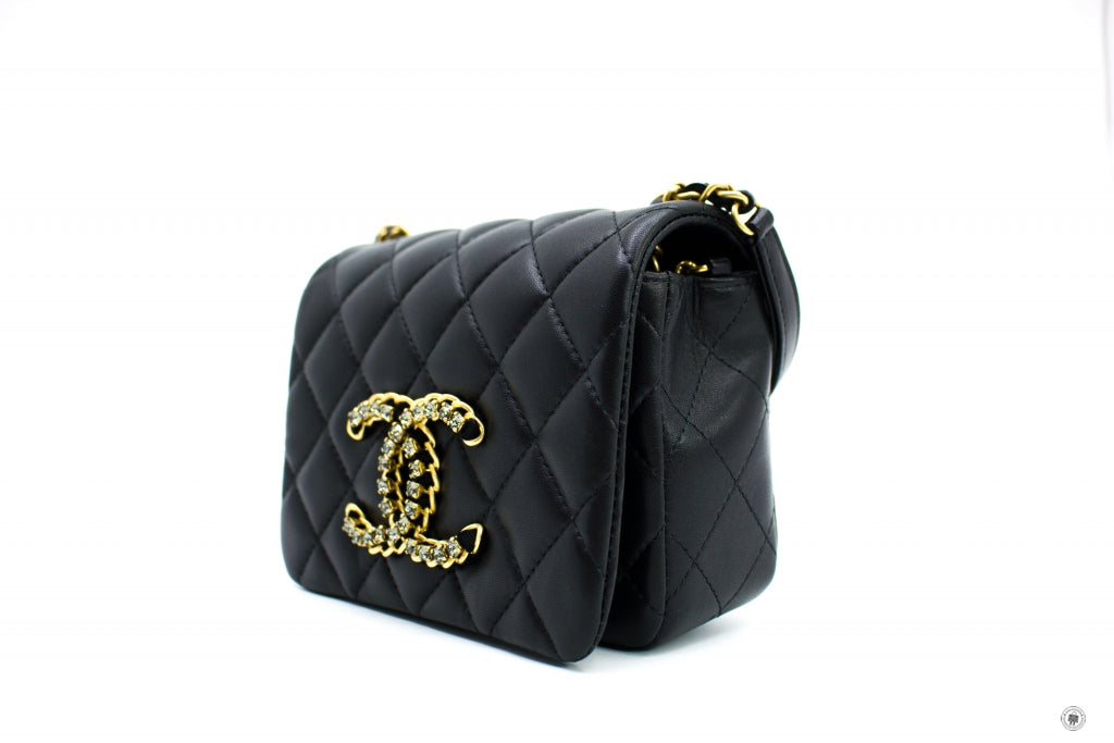 Chanel Black Leather Micro Mini Flap Bag Charm and Key Holder