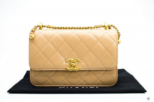 Chanel Beige Lambskin Ultimate Soft Shoulder Bag at Jill's Consignment