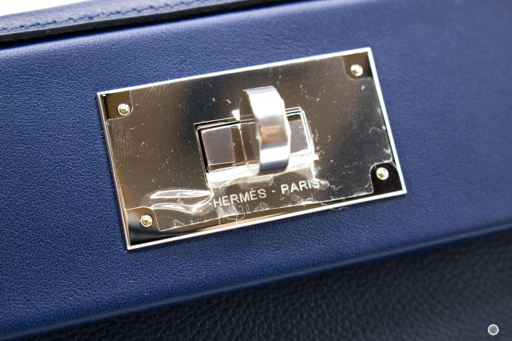 Hermes 24/24 Mini Blue Lin / CKJ7 Evercolor Shoulder Bags Phw