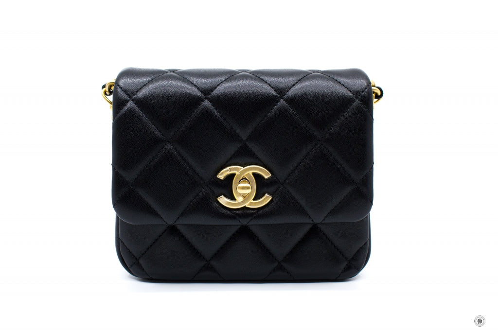 Chanel AS2733 B06356 CC Logo Flap Bag Black / 94305 Calfskin Shoulder –  Italy Station