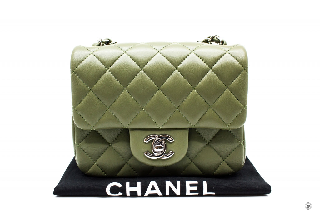 Chanel A35200 Y01480 Classic Mini Square Avocado / ND356 Lambskin 17CM –  Italy Station