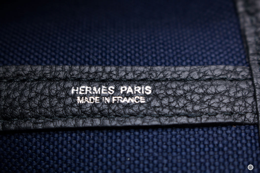 Hermès Garden File 28 Negonda Leather Canvas Tote Bag