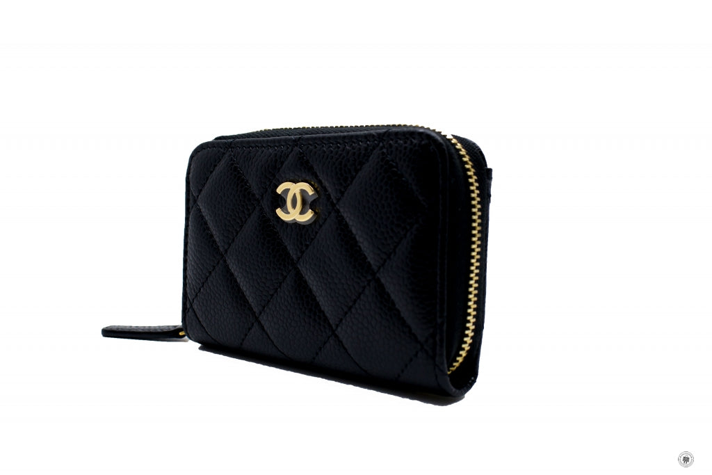 Chanel Caviar Quilted Zip Coin Purse Black
