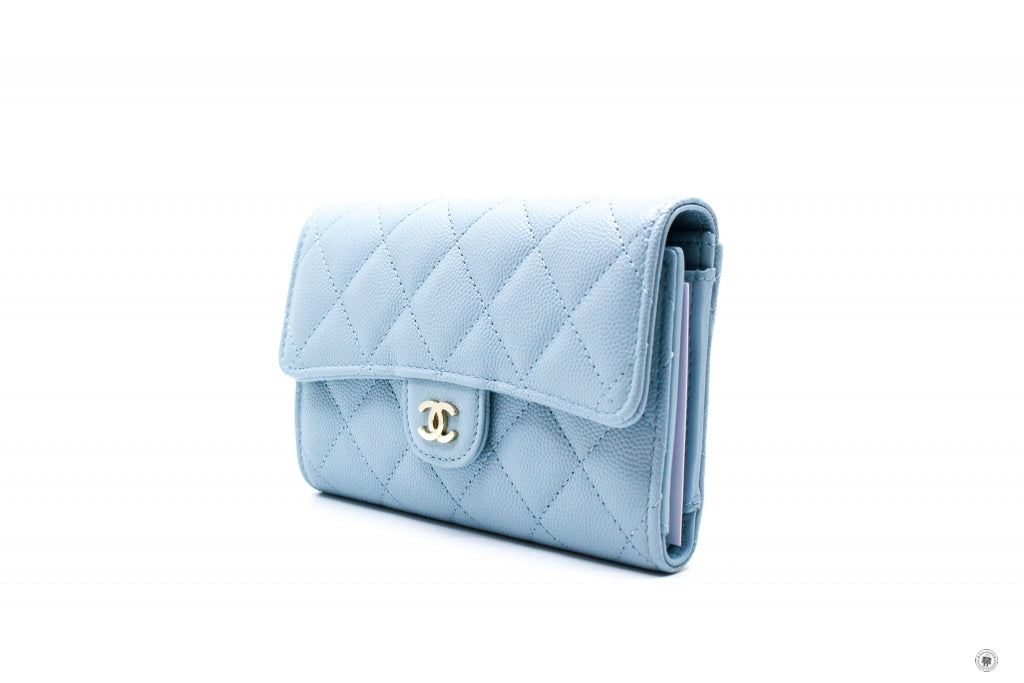 Pre-owned Chanel 2012 Cc Camélia Continental Wallet In Blue