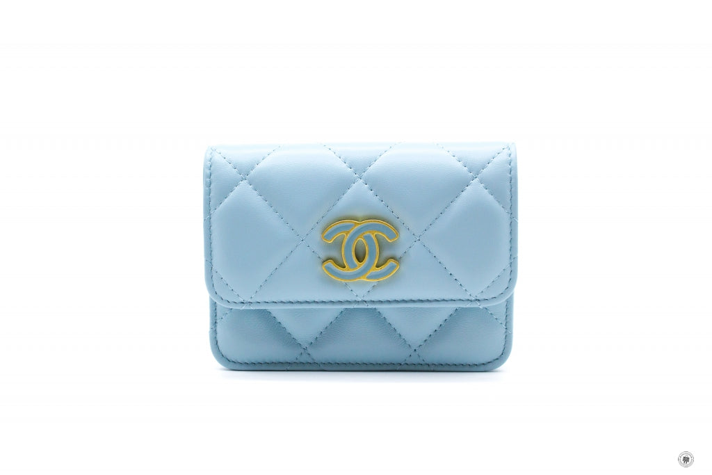 Chanel AP2637B07570 Belt Bag With CC Enamel Logo Baby Blue / NG752 Calfskin  Belt Bag Gbhw
