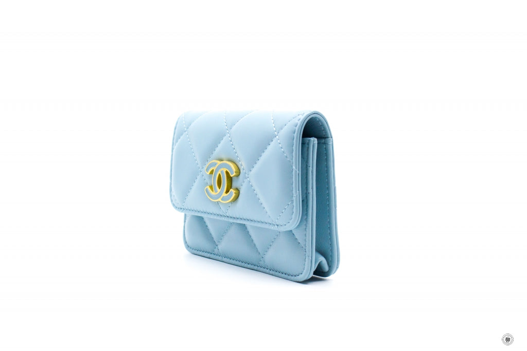 Chanel AP2637B07570 Belt Bag With CC Enamel Logo Baby Blue / NG752