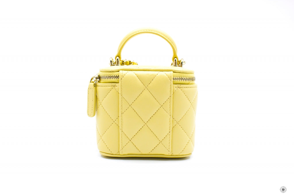 CHANEL, Bags, Chanel Classic Vanity Case With Chain Quilted Caviar Mini  Yellow