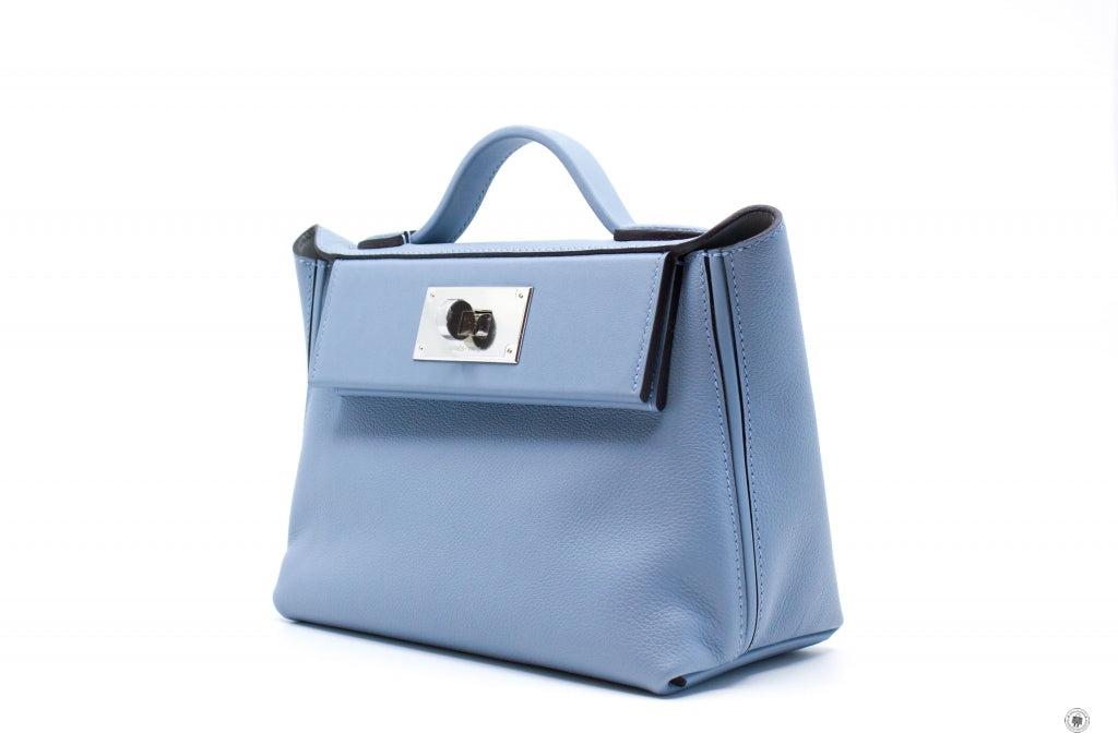 24/24 leather mini bag Hermès Blue in Leather - 32803218