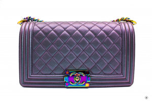 Chanel A67086 Boy Rainbow Iridescent Purple Calfskin Medium Shoulder B –  Italy Station