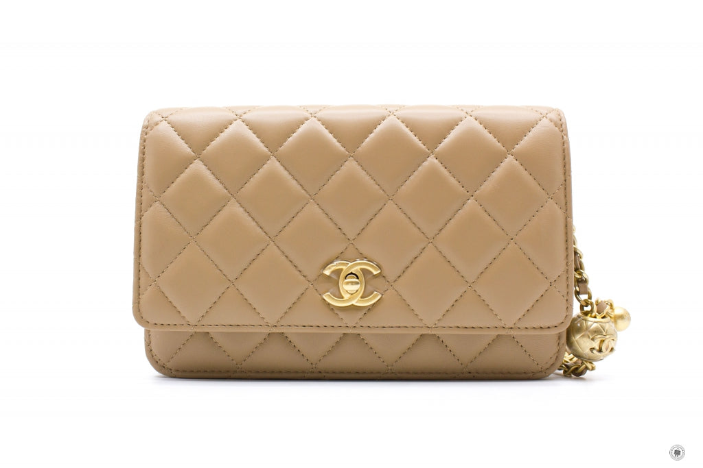 Chanel AP1450B02916 Wallet ON Chain Woc With Golden Ball Beige / NJ528  Lambskin Shoulder Bags Gbhw
