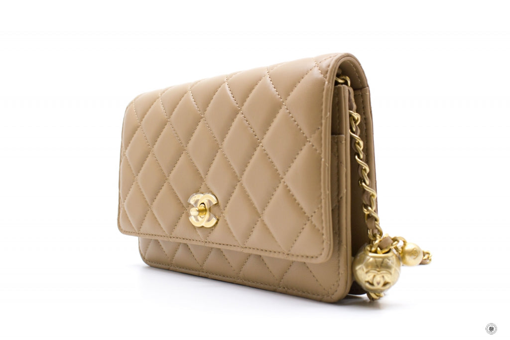 Chanel AP1450B02916 Wallet ON Chain Woc With Golden Ball Beige