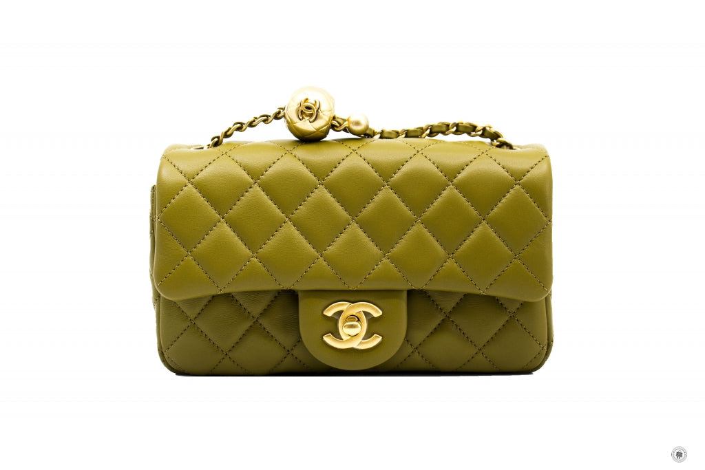 Chanel AS1787 B02916 Mini Flap Bag Crush Avocado / NJ526 Lambskin Shoulder Bags Gbhw