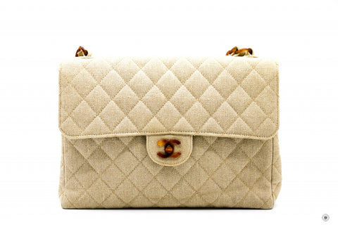 chanel-linen-canvas-flap-bag-with-tortoise-chain-and-cc-l-canvas-shoulder-bags-IS037123