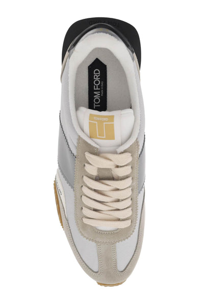 Tom ford james sneakers in lycra and suede leather J1292 LCL394N SILVER CREAM