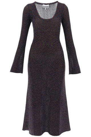 Ganni lurex-knit midi dress K2041 MULTICOLOUR