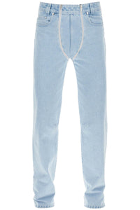Gmbh straight leg jeans with double zipper LATA SS23 OC LIGHT INDIGO BLUE