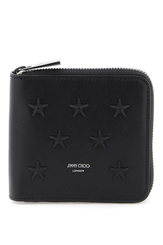 Jimmy choo zip-around wallet with stars LAWRENCE OAJ BLACK GUNMETAL