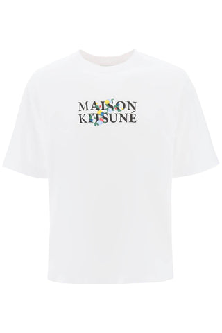 Maison kitsune 花卉標誌超大 T 卹 LM00115KJ0119 白色