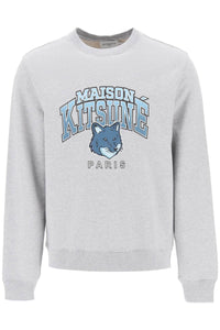 Maison kitsune crew-neck sweatshirt with campus fox print LM00305KM0001 LIGHT GREY MELANGE