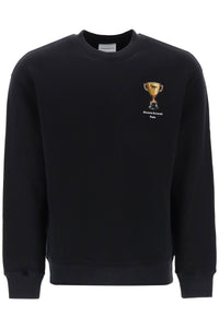 Maison kitsune crew-neck sweatshirt with trophy embroidery LM00312KM0307 BLACK