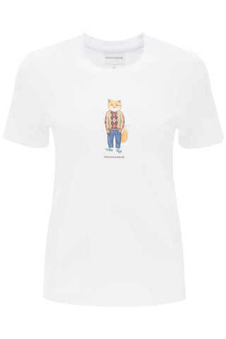 Maison kitsune dressed fox t-shirt LW00112KJ0008 WHITE