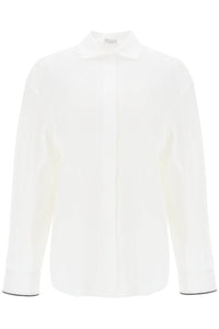 Brunello cucinelli wide sleeve shirt with shiny cuff details M0091MK956 BIANCO