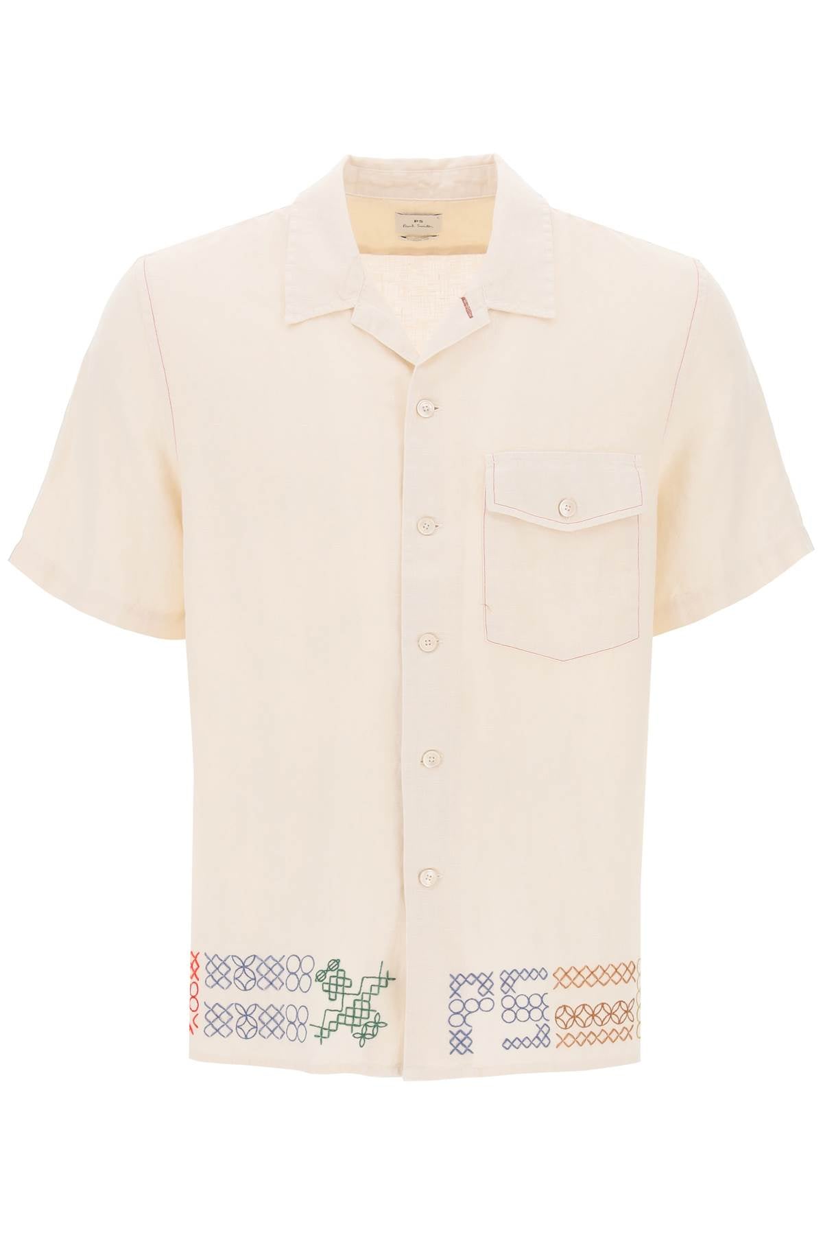 Ps paul smith 保齡球襯衫，帶十字繡刺繡細節 M2R 082YE M20289 淺米色