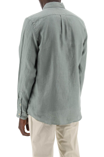 Ps paul smith 亞麻繫扣襯衫 適用於 M2R 708U M20289 LT 灰綠色