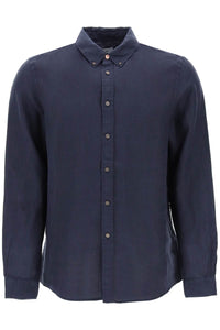Ps paul smith linen button-down shirt for M2R 708U M20289 VERY DARK NAVY