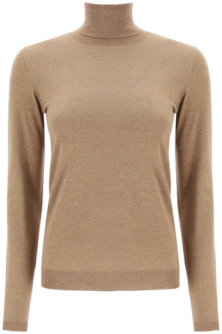 Brunello cucinelli turtleneck sweater in cashmere and silk lurex knit M41800063P TABACCO